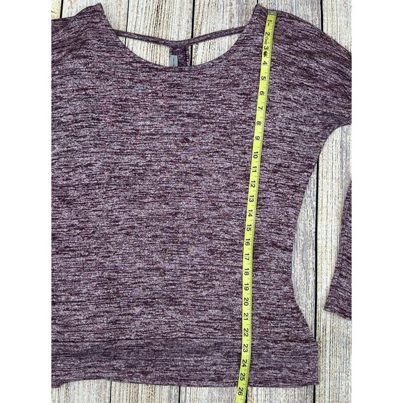 Athleta Women's Pose Layered Purple Marled Size Medium Cut‎ Out Back Long Sleeve - Picture 7 of 9